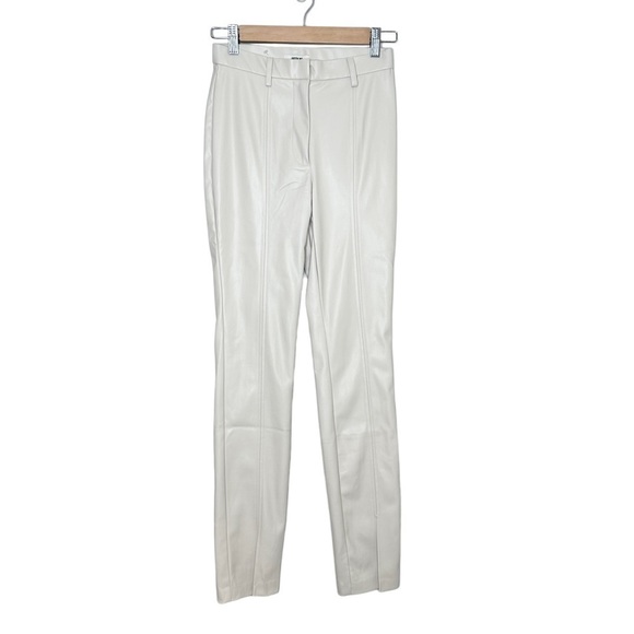 NWT Jason Wu XS Vegan Faux Leather Neutral Split Leg Trousers - Picture 2 of 10